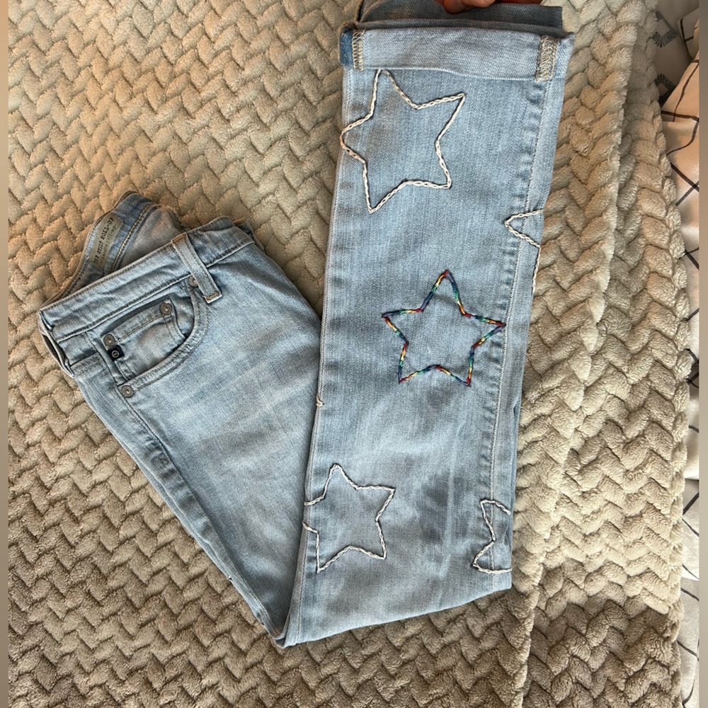 AG The Stilt roll-up, hand embroidered  Jeans